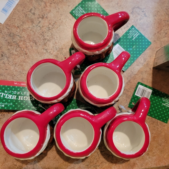 Mini Santa Mugs (6) ~ Sleigh Bell Bistro ~ Retro Look ~ Christmas ~ NWT - Picture 4 of 12